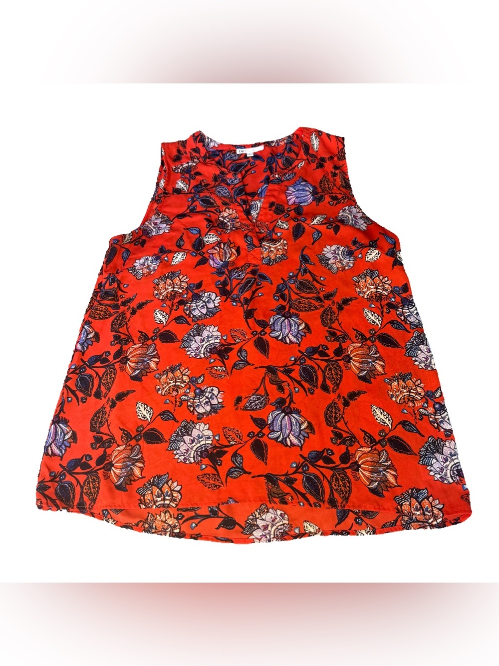 DR2 | Orange | Floral | Sleeveless | Vibrant | Boho | Workwear | XL